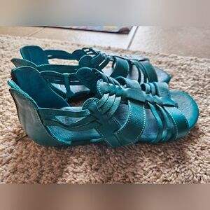 BED|STÜ Cara Teal Leather Sandals